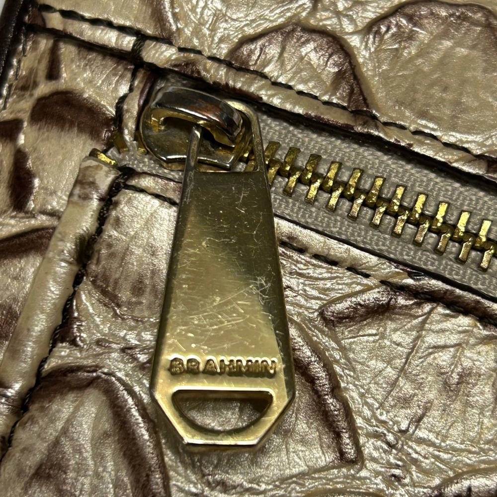 Brahmin Ady Leather Wallet Trifold fold Croc Alligator Embossed Checkbook Luxury - Picture 12 of 13